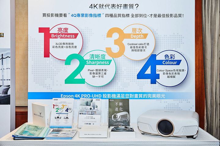 Epson 認為投影機除了 4K 之外，還需注意亮度、清晰度、層次、色彩等 4 大品質指標。